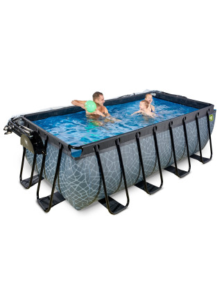 Бассейн EXIT с куполом 400х200х122 см "камень" + тепловой насос